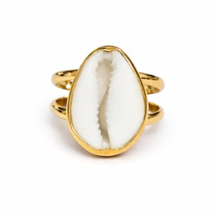 Sterlingzilveren ring met kaurischelp - Boho Beach Jewelry