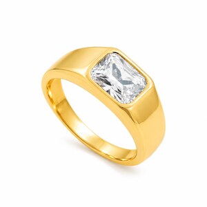 Asscher Cut Cz Ring, 925 Sterling Silber, Unisex Ring, Geschenk für Sie und Ihn