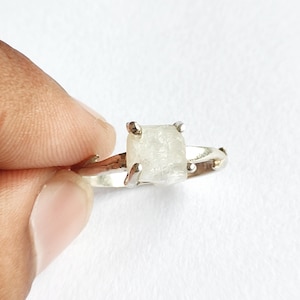 Raw Moonstone Ring - Raw Crystal Ring - Rainbow Moonstone Ring - Raw Stone Ring - Statement Ring - 925 Sterling Silver - Gift For Her