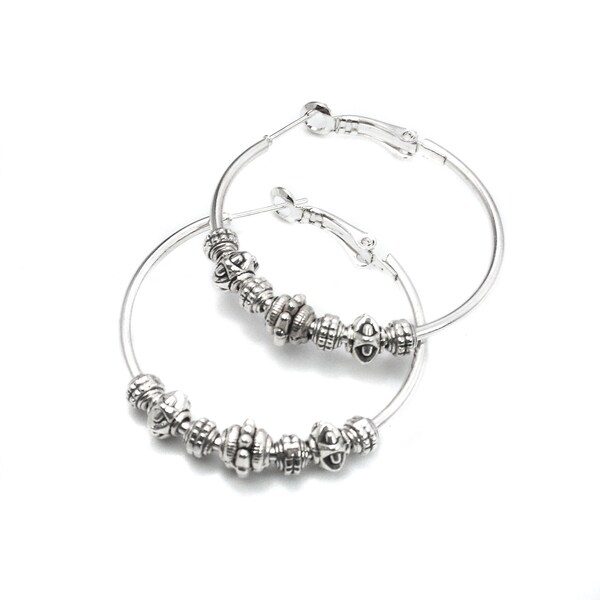 Boucles d'oreilles créoles argent perles OXANA