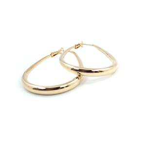 Boucles D'Oreilles Créoles Ovales En Or Torsadé, Boucles D'Oreilles