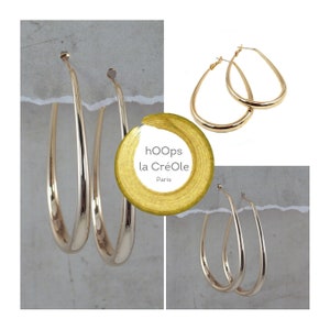 Thick gold oval dangling hoop earrings KATERIE