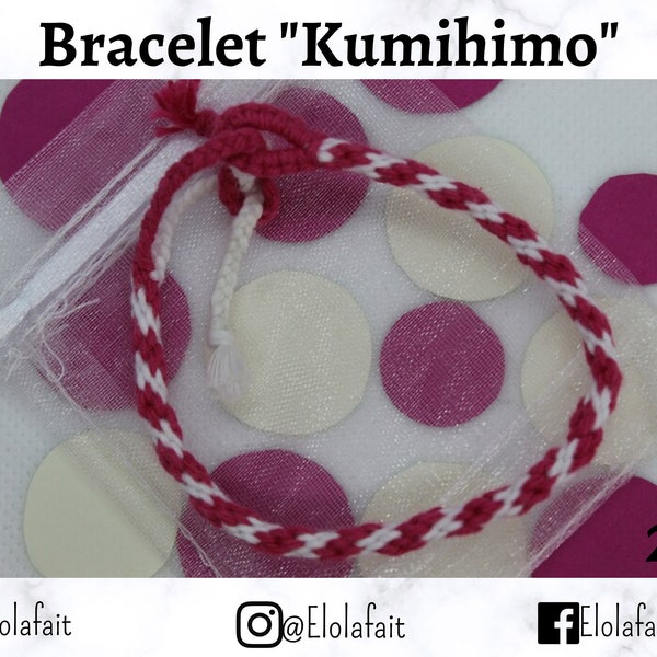 Bracelet kumihimo rayer modèle "2/2" et "3/4" Elolafait fait main en coton DMC