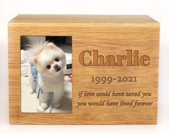 Personalized Cremation Dog Ashes Urn, Cat Ashes Urn, Photo Box Pet Cremation Urn, Wood Pet Urn for Dog Ashes UP to 80Lbs or 220 Lbs Pets