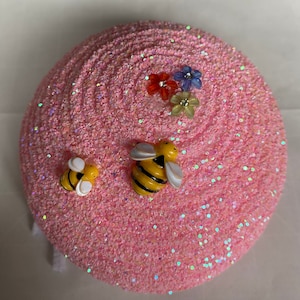 Glitter Wreath Center, Decorated Pink Glitter Center