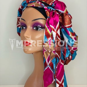Stretch tie Satin bonnet| Fabric turban, Pre Tied Head wrap, Women's Headwrap, Stylish knot wrap, Chemo covering, Alopecia Headwrap