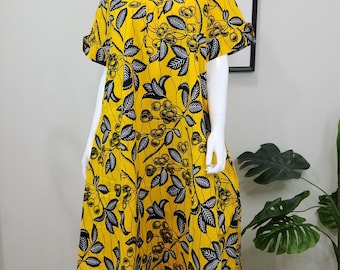 Maxi-dress  / cotton african dres/ african dress with pockets / African print dress / African dress with collar / Ankara maxi dress