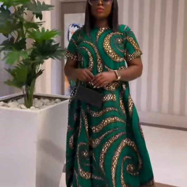African print maxi- dress / Umbrella dress / Woman dress / Ankara dress/ full length dress / Batik / Kente dress/ Nigerian / African dress