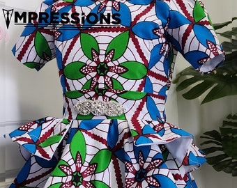 African print top for kids / Peplum top / African print blouse / purple /red / black / green / fabric/ dresses / Kids dress