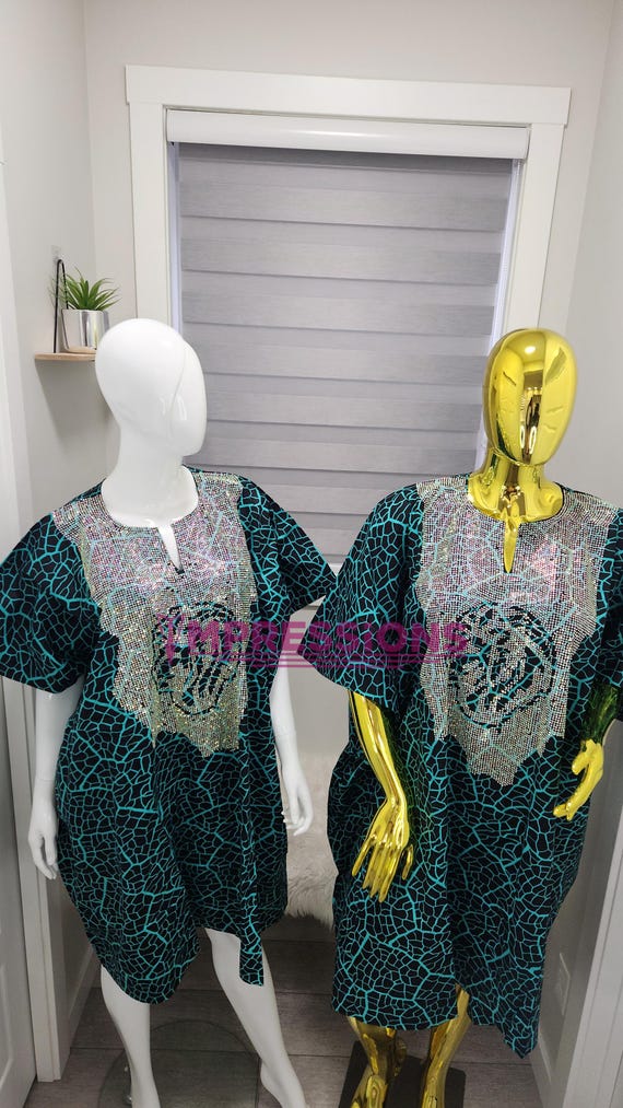 African print shift dress / Rhinestone dress / dress with glitter/ Dansiki dress with stones/ Ankara dress with rhinestones
