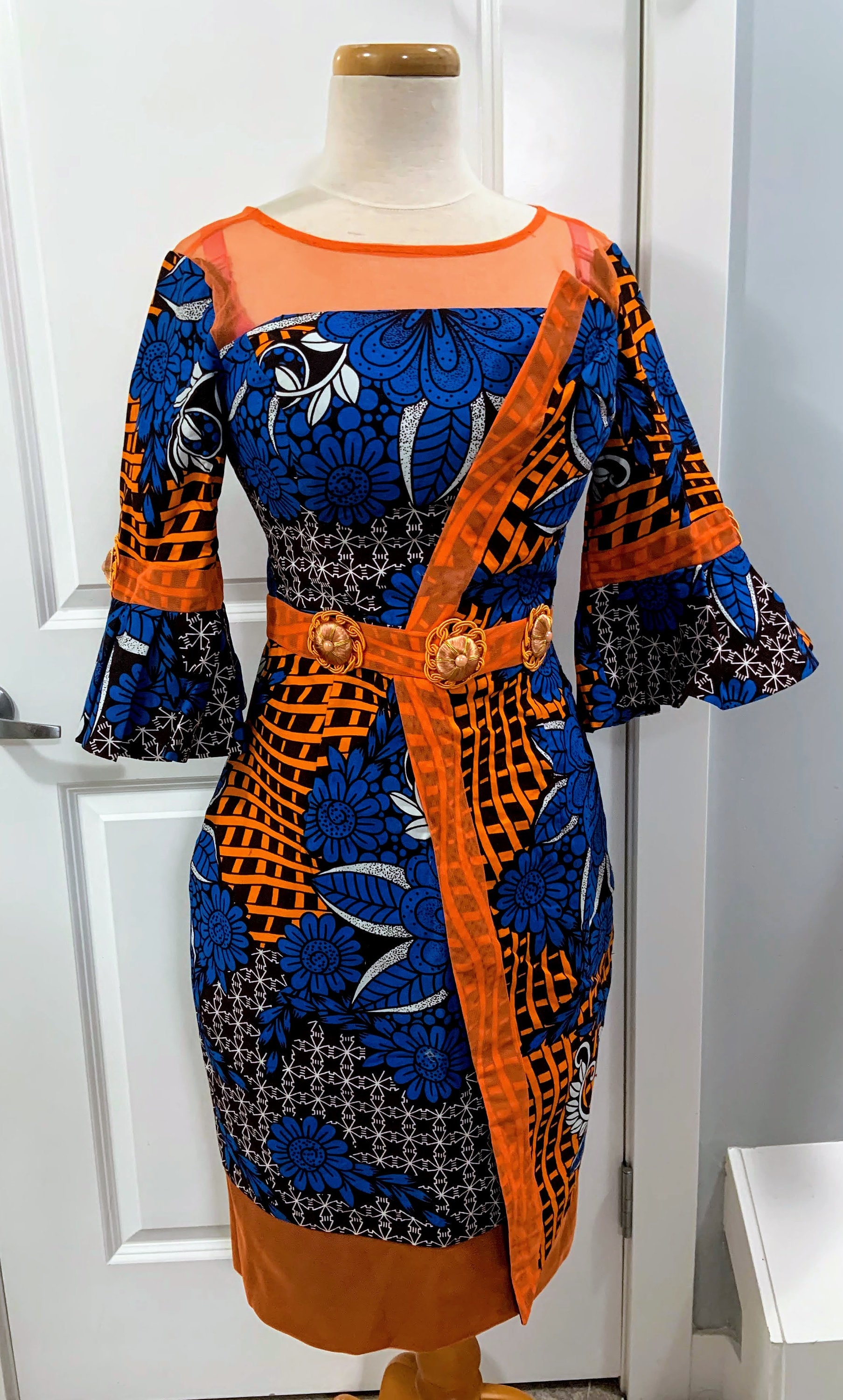 African Print Fitted Dress/ankara Yoke Dress/work Etsy New Zealand