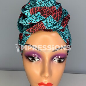 African print satin lined bonnet/ Fabric turban, Pre Tied Head wrap, Stylish knot wrap, Chemo covering, Alopecia Headwrap