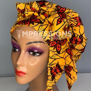 African print satin lined bonnet for women