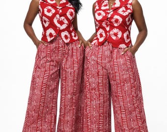 2 piece pants set/ African print waist coat and pants set / Ankara pants and top set / kente/batik/multicolour dress