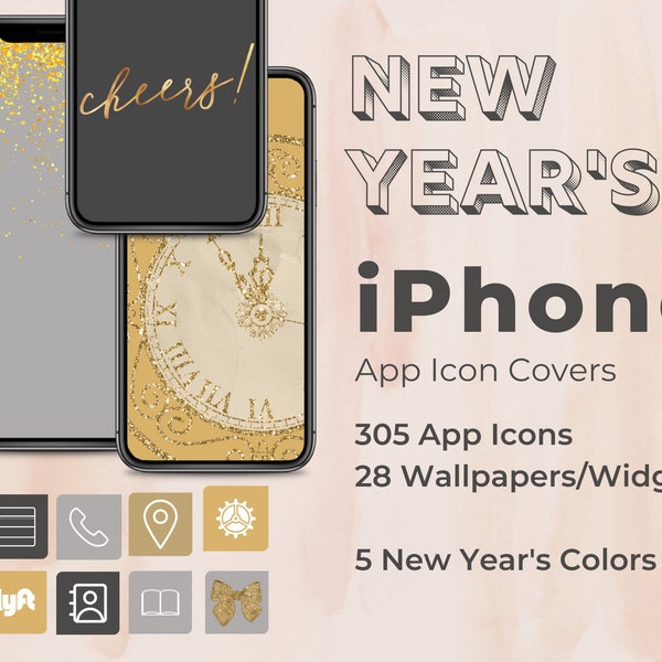 2023 New Years App Icons | iPhone iOS App Icon Cover | New Years iPhone Aesthetic | New Years Wallpaper | Gold Aesthetic | App Icon Pack