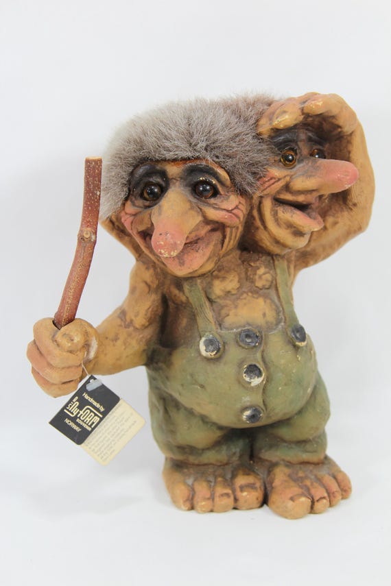 Exquisite Double-headed Ny-form Troll - Handmade Norwegian