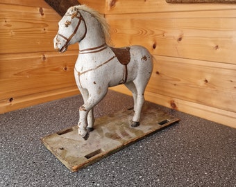 ヴィンテージ木製馬の置物 オリジナルオールドハンドクラフトペイント