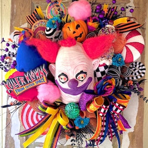 Halloween Wreath, Halloween Front Door Wreath, Killer Klowns Wreath, Halloween Clown Wreath, Scary Clown Wreath, Horror Wreath, Killer Klown