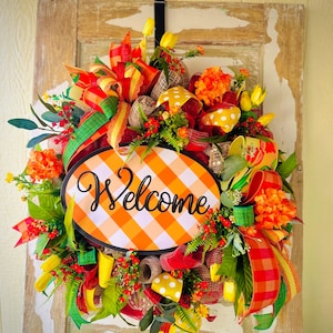 Summer Wreath for Front Door, Tulip Wreath, Everyday Wreath, Summer Decor, Large Door Wreath, Wreath for Door, Front Porch Wreath, Welcome