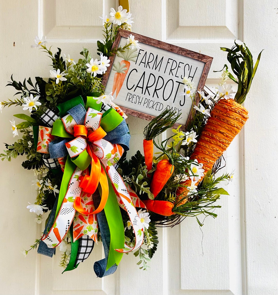 Fresh Carrots Front Door Wreath Carrot Easter Wreath Spring Etsy