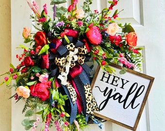 Summer Wreath, Front Door Wreath, Summer Wreaths for Front Door, Summer Decor, Summer Floral Wreath, Large Door Wreath, Large Spring Wreath