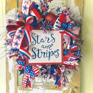 Stars and Stripes Wreath, Patriotic Wreath, Summer Wreath, 4th of July Wreath, Red White Blue Wreath, Americana Wreath, Patriotic Decor