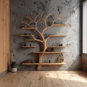 Rustic Wooden Tree Bookshelf: Nature-Inspired Home Decor