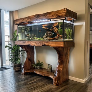 Houten aquariumstandaard, handgemaakte massief houten aquariumtafel, aangepaste aquariumplank, rustiek aquariummeubilair, woonkamerdecor cadeau voor papa