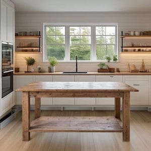 Rustic Solid Wood Kitchen Island, Rustic Kitchen Island, Bar Height Prep Table, Rustic Kitchen Decor Centerpiece