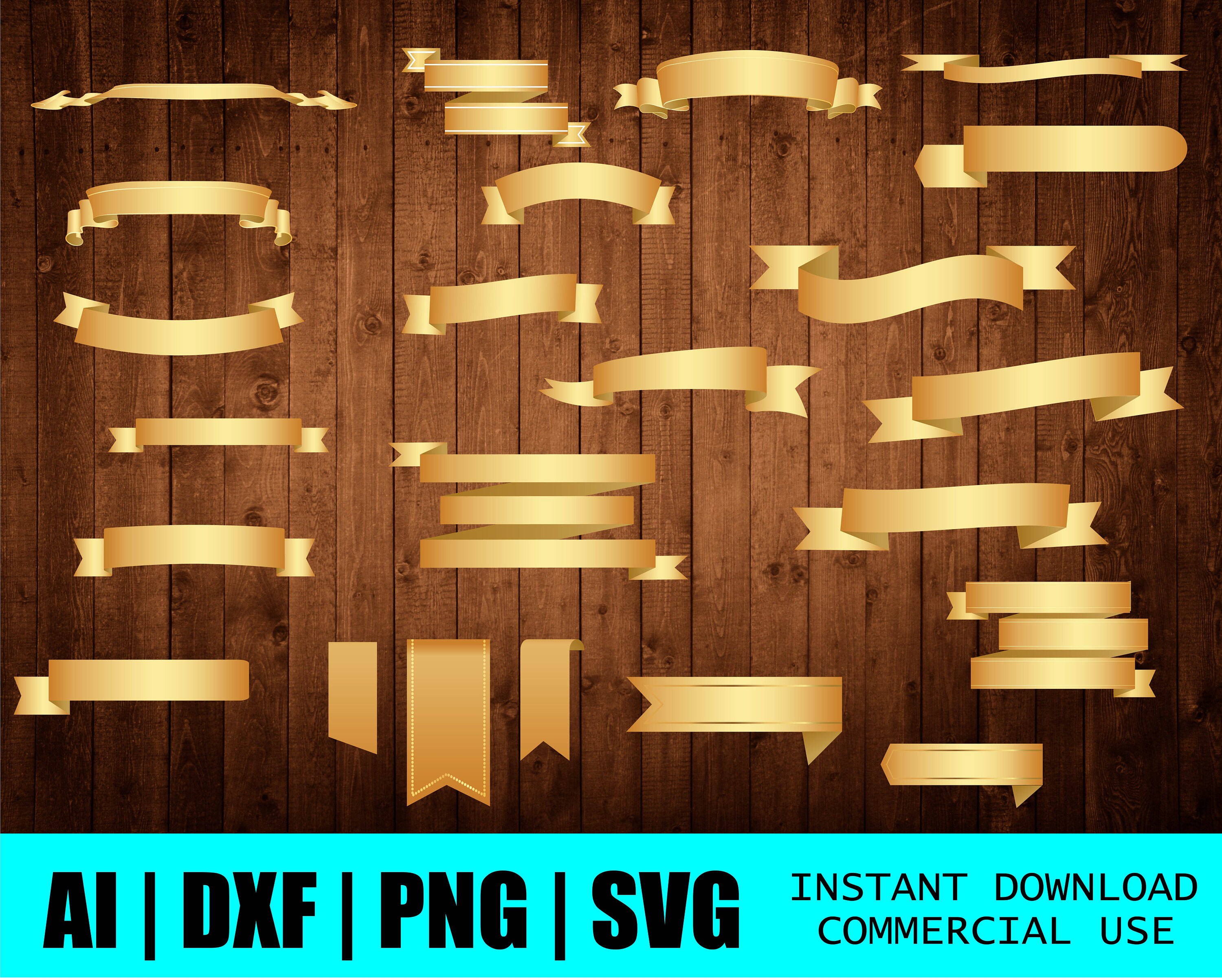 Straight Ribbon svg Design Elements svg Ribbon Graphics svg | Etsy