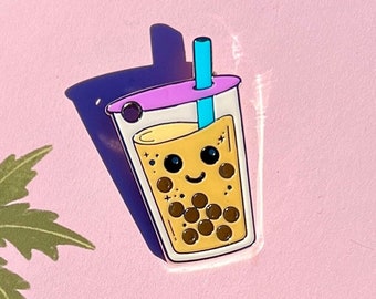 Boba Bubble Tea Pet ID Tag: Personalizable Kawaii Cat Dog Tag