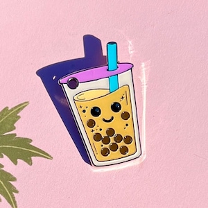 Boba Bubble Tea Haustier-ID-Tag: Personalisierbarer Kawaii Katzen Anhänger