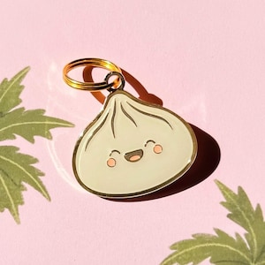 Dumpling Pet ID Tag - Siopao Pet Tag - Bao - Custom Engraved Pet Tag - Personalized Pet Dog ID Tag - Enamel Tag - Dog Tag for Dogs