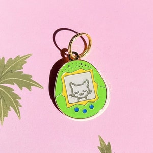 Catagotchi Pet ID Tag - Custom Engraved Pet Tag - Personalized Cat Tag - Kitty - Tag for Cats - Nostalgia Pet Tag - Kawaii Pet Tag - Kittens