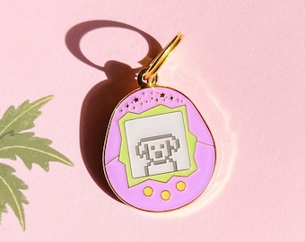 Targhetta identificativa per animali Tamagotchi - Targhetta per animali incisa personalizzata - Targhetta per cani personalizzata - Targhetta smaltata - Targhetta per cani per cani - Targhetta per animali domestici Nostalgia - Targhetta per animali domestici Kawaii