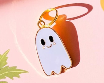Ghost Pet ID Tag: Halloween Dog & Cat Collar Tag, Glow in the dark