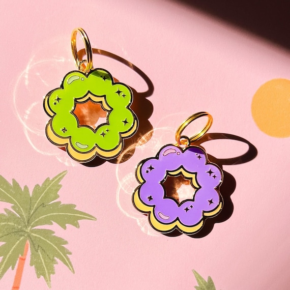 Mochi Donut Pet ID Tag -  Ube Matcha Lovers - Durable Personalizable Dog Tag for Dogs - Kawaii Pet Tag - Cat Tags - Cute Puppy Accessories