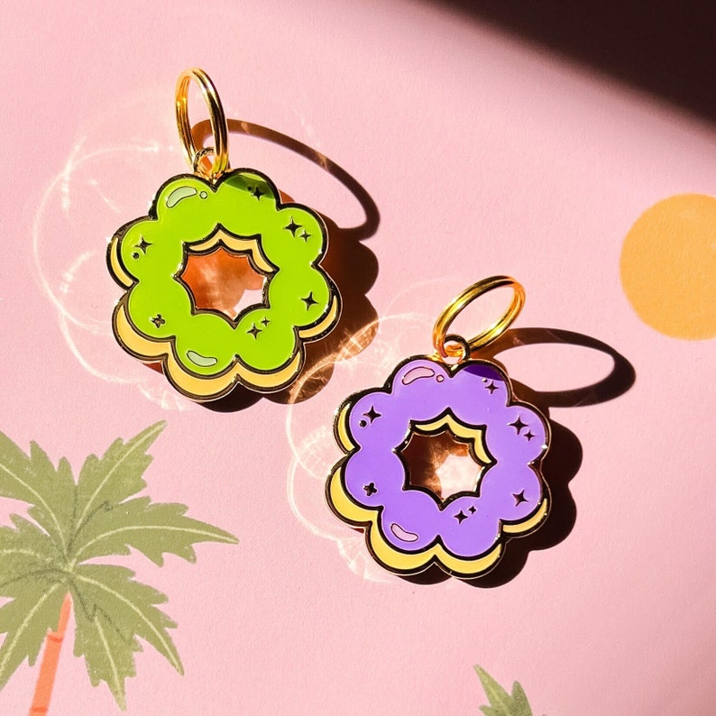 Mochi Donut Matcha Ube Pet ID Tag Dog Cat Collar Tag Keychains Charms