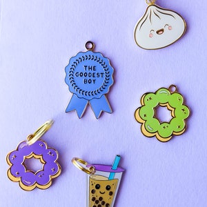 Kawaii Personalizable Pet Tags Dog Tags Cat Tags Cute Durable Keychains Foodie Charms