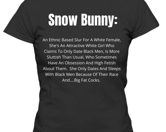 Adult Ladies Classic Tees "Snow Bunny Definition" Design #1 White...