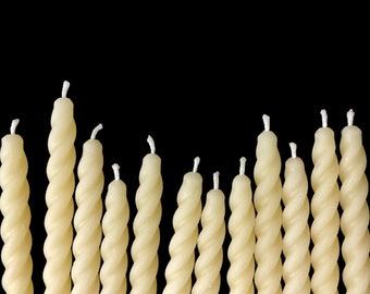 All Natural Small Taper Candles - Small Spiral Candle - made from 100% Beeswax Cappings