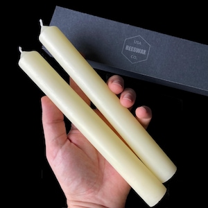1 inch Diameter Taper Candle | 9" Tall Candle Sticks | 100% White Beeswax Tapers | Thick Church Candles | Unscented Ivory Candlesticks Pair