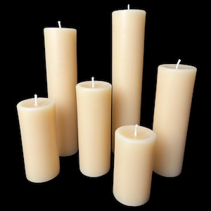 2" wide Beeswax Pillar Candles in 3 natural shades of bees wax
