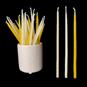 Set of 12 - 6&quot; Tall, Skinny Birthday Celebration Candles - 100% Beeswax - 3 Natural Colors - choose one