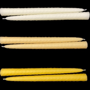 9 1/2” Tall Twisted Taper Candles - 100% Beeswax - Set of 2