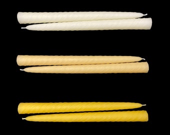 9 1/2” Tall Twisted Taper Candles - 100% Beeswax - Set of 2