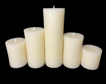 White Beeswax Pillar Candles - 3" diameter pillars - natural, unscented candles - rustic home decor