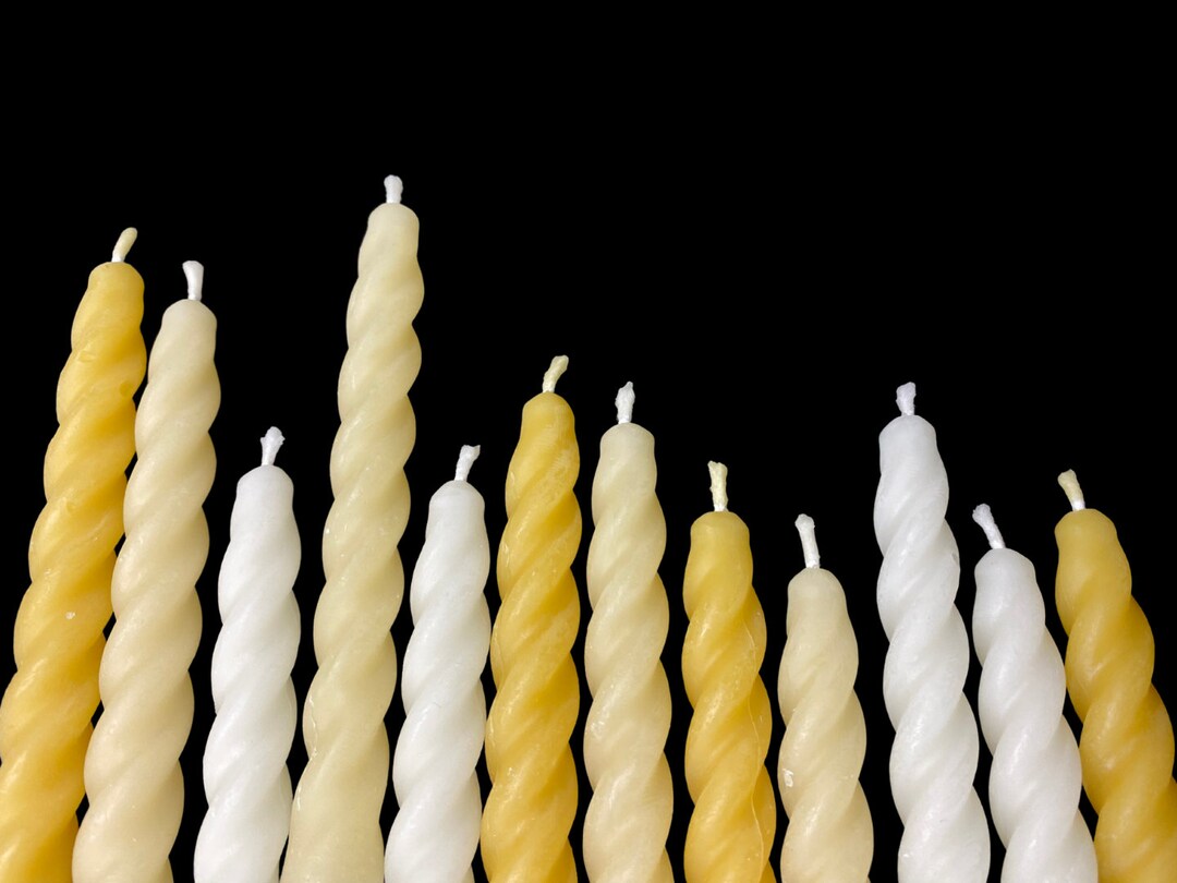 Variety Pack of 12 100 Beeswax Candles in Different Natural Shades