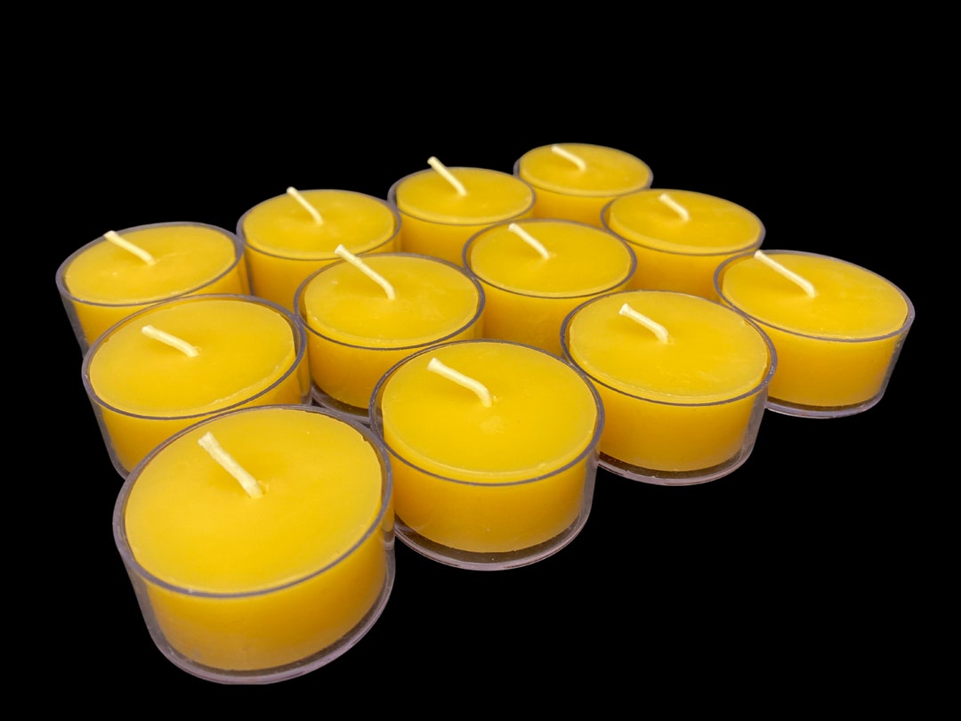 100 Raw Beeswax Tea Light Candles in Clear Cups Set of 12 Etsy