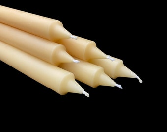 Cream Taper candles made from cappings beeswax - 100% Beeswax taper candles, 6 candlesticks